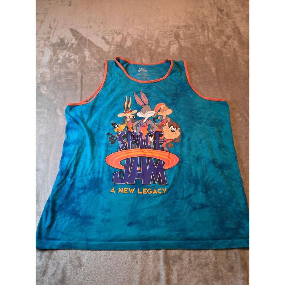 Space Jam Tank Top Mens 2XL Blue Tie Dye Tune Squad Graphic A New Legacy